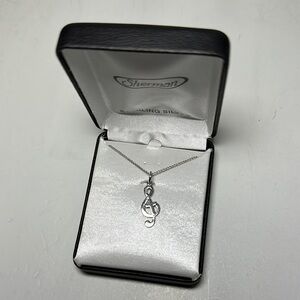 Sherman Sterling Silver Treble Clef with Cross Necklace